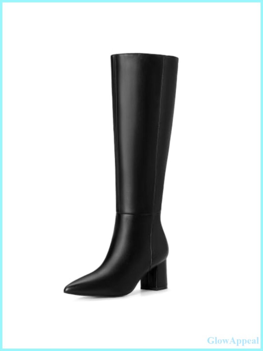 Knee High Chunky Heel Pointed Toe Side Zip Tall Boots